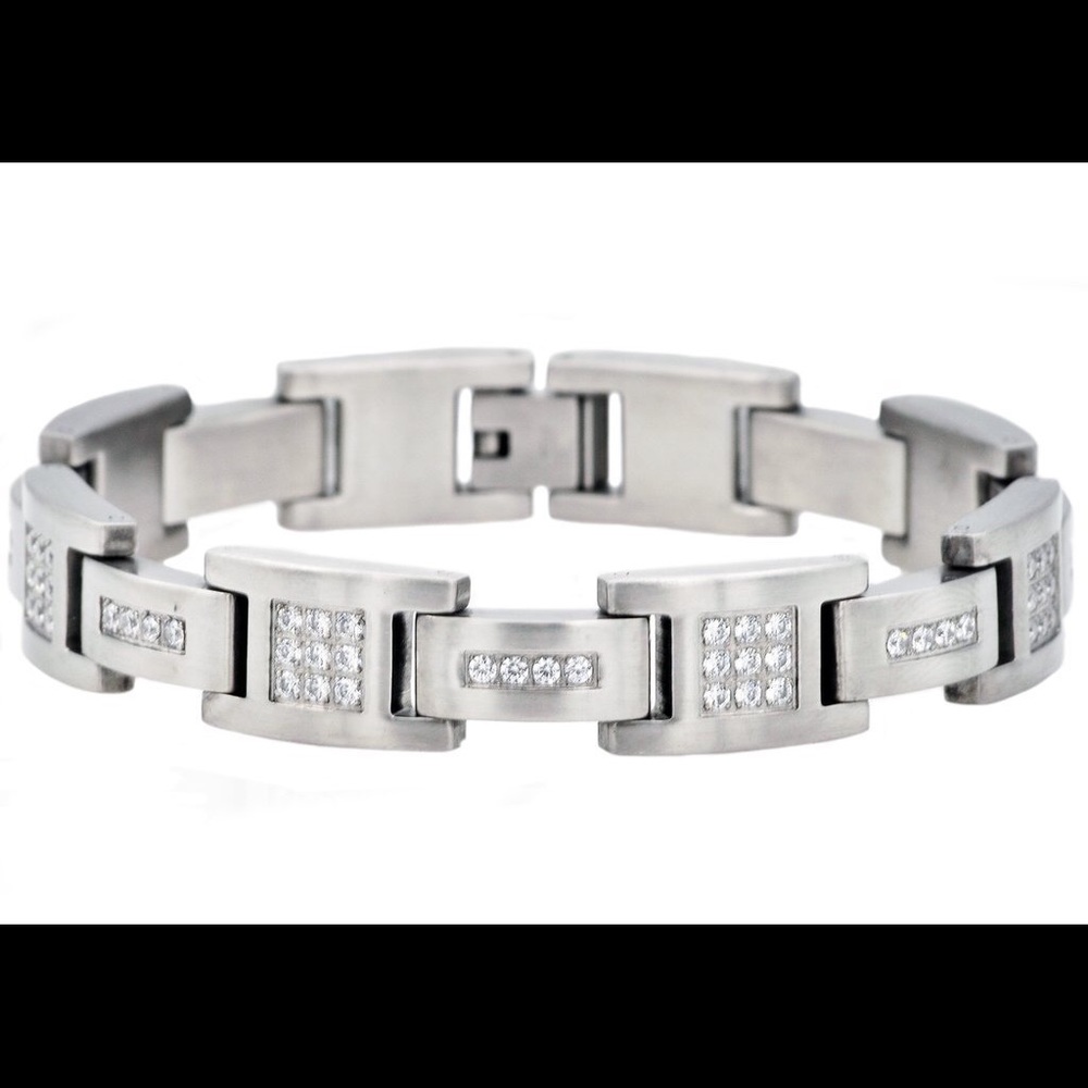Stainless Steel Silver Plated Bracelet with Cz